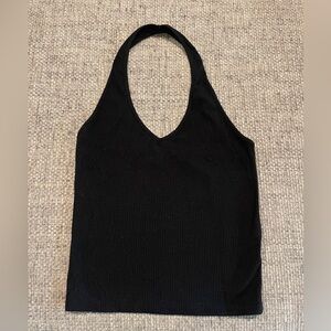 AMERICAN EAGLE BLACK HALTER TOP, RIBBED. SZ XS